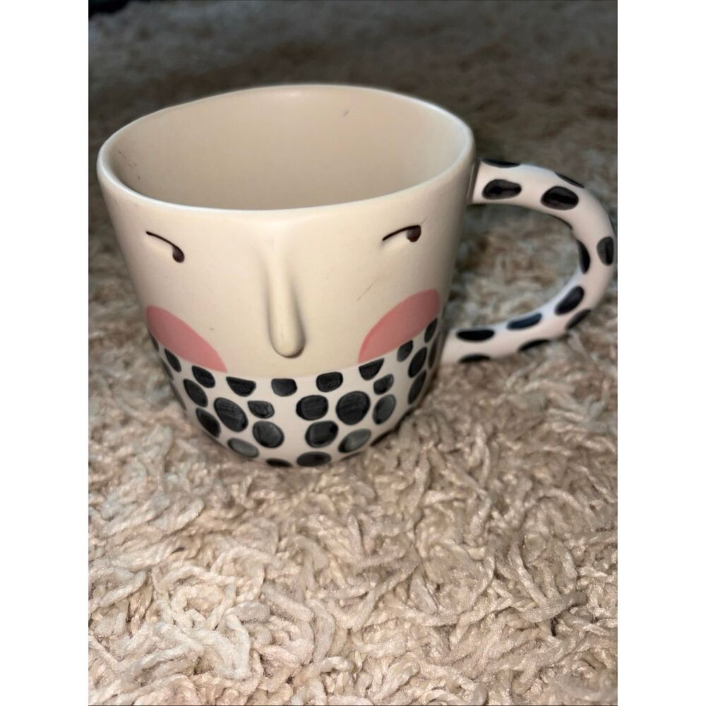 Anthropologie Artist Collab x Fotini Tikkou Visage 3D Face Mug Polka Dot Tikkon